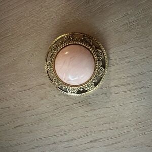Elegant Gold and Pink Brooch